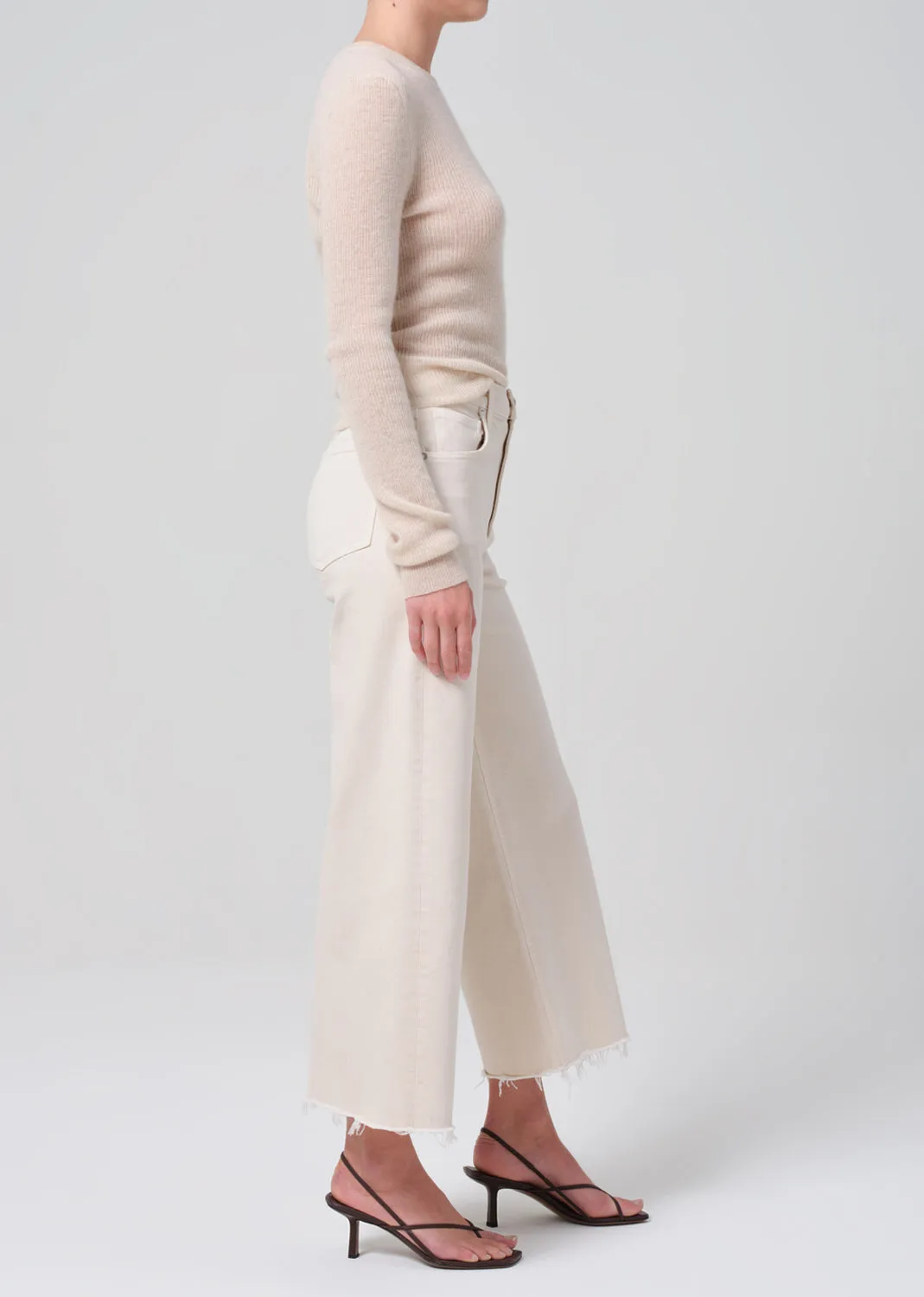 Lyra Wide Leg Crop in Almondette