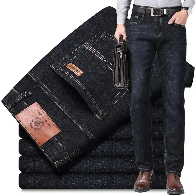 Men's Jeans Stretch Fit Business Fashion Soft Denim Brand Pants all Seasons