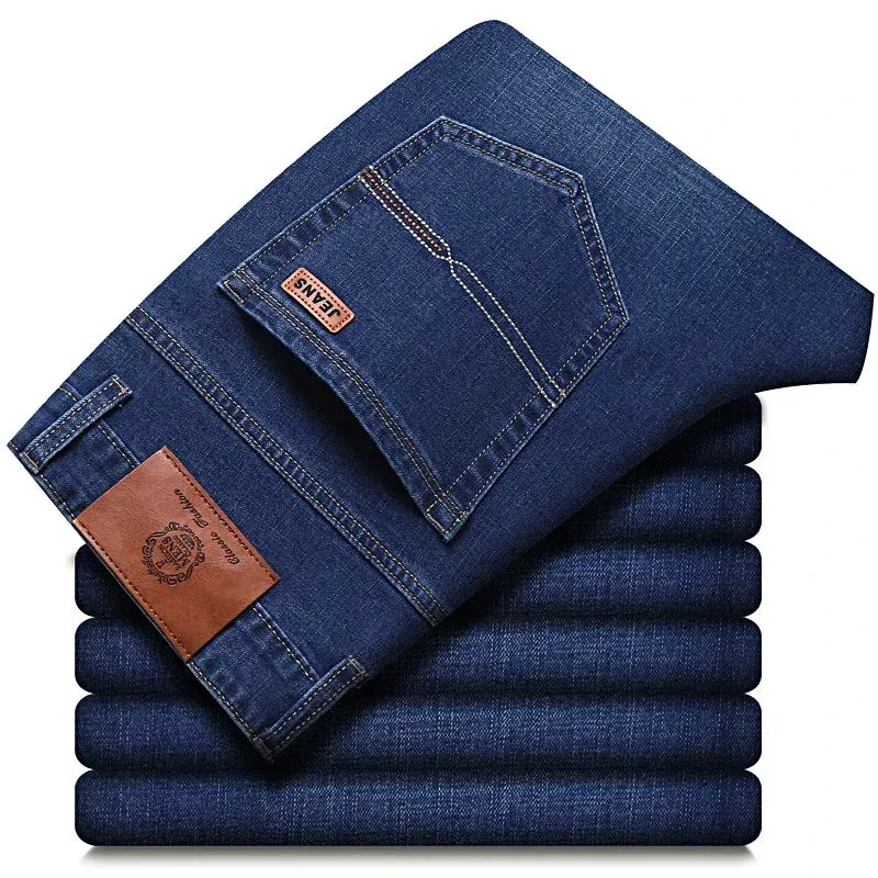 Men's Jeans Stretch Fit Business Fashion Soft Denim Brand Pants all Seasons