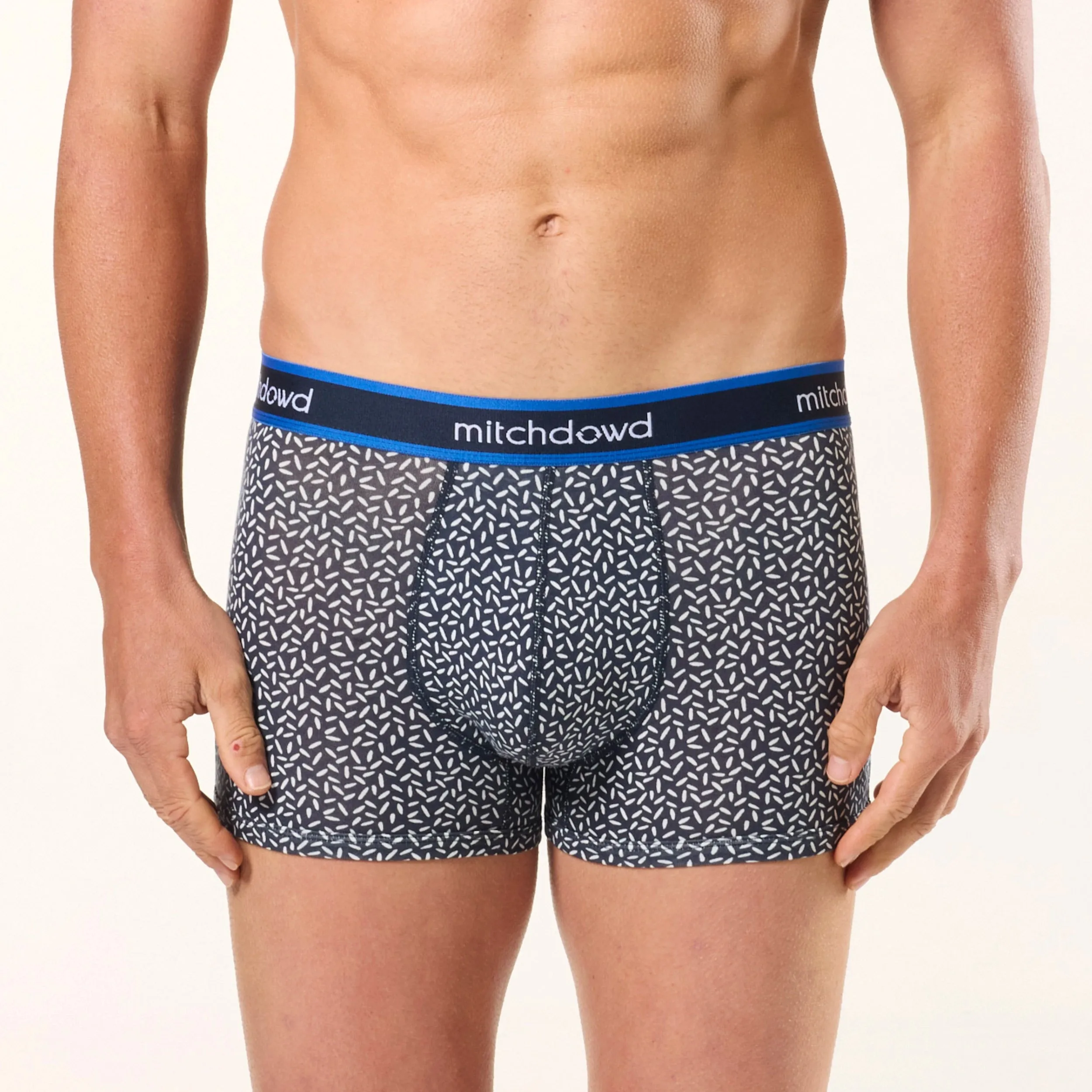 Men's Micro Geo Cotton Trunk - Navy