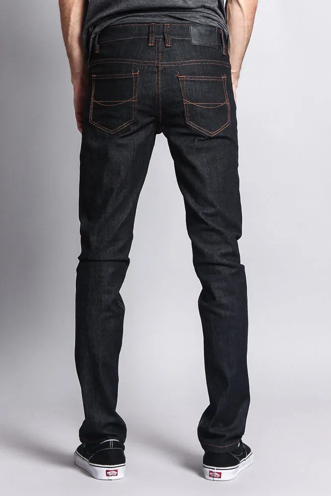 Men's Skinny Fit Raw Denim Jeans (Black/Timber)