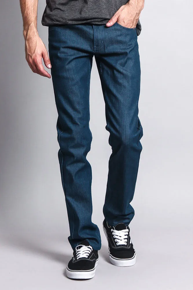 Men's Skinny Fit Raw Denim Jeans (Dodgers Blue)