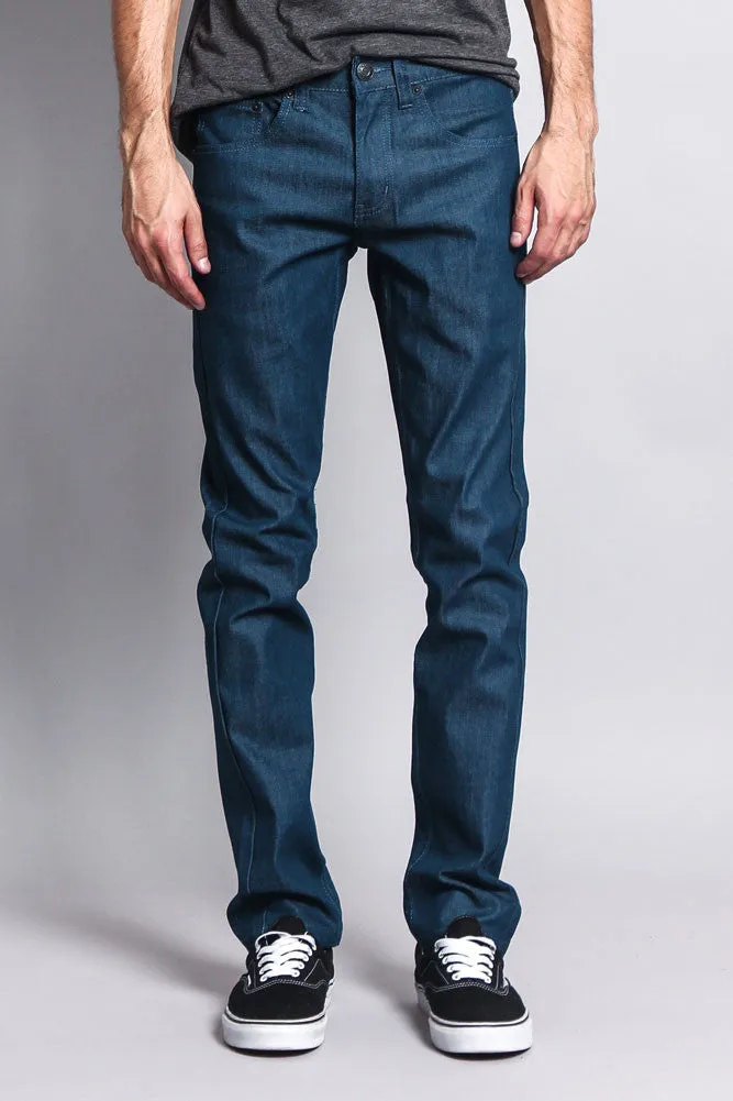 Men's Skinny Fit Raw Denim Jeans (Dodgers Blue)