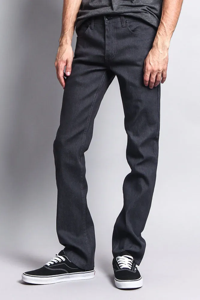 Men's Slim Fit Raw Denim Jeans (Charcoal)