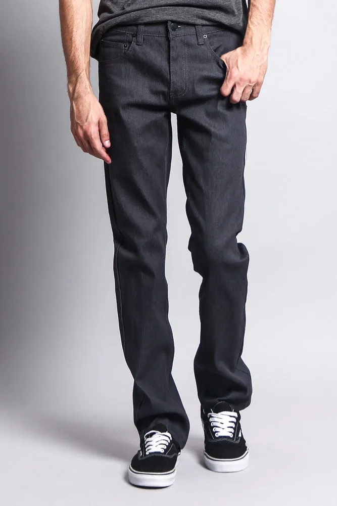 Men's Slim Fit Raw Denim Jeans (Charcoal)