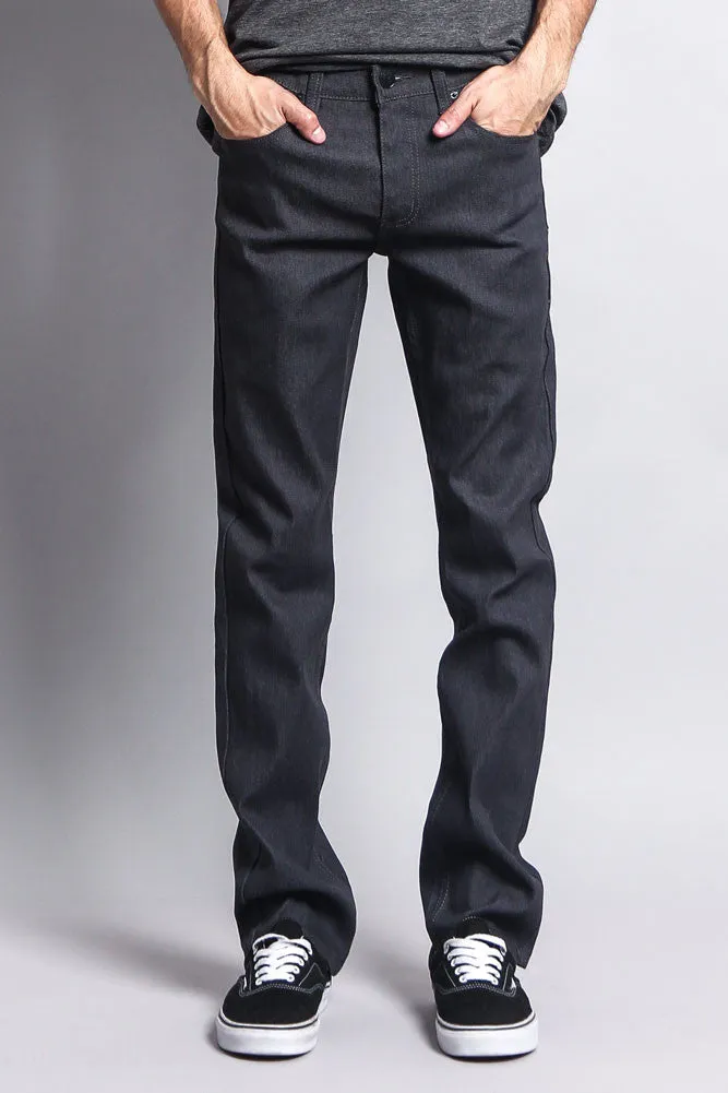 Men's Slim Fit Raw Denim Jeans (Charcoal)