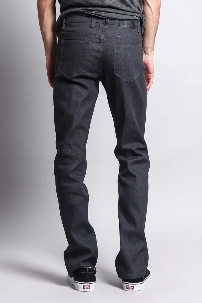 Men's Slim Fit Raw Denim Jeans (Charcoal)