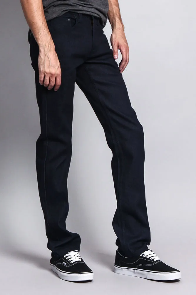 Men's Slim Fit Raw Denim Jeans (Indigo)