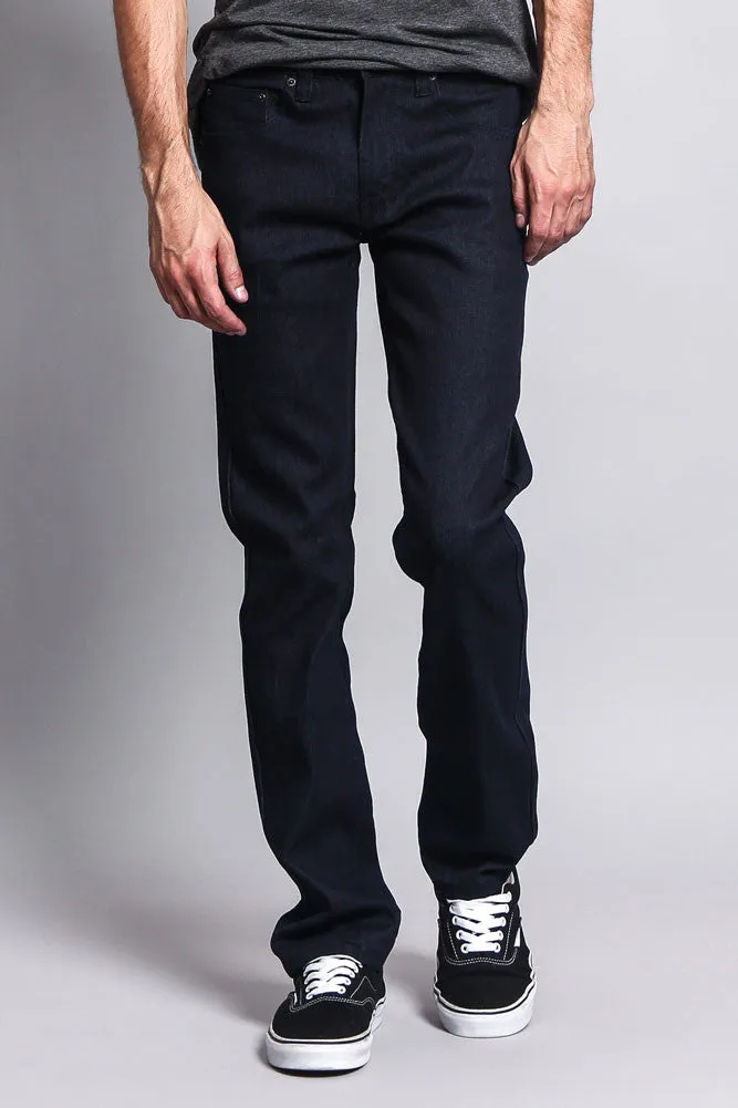 Men's Slim Fit Raw Denim Jeans (Indigo)