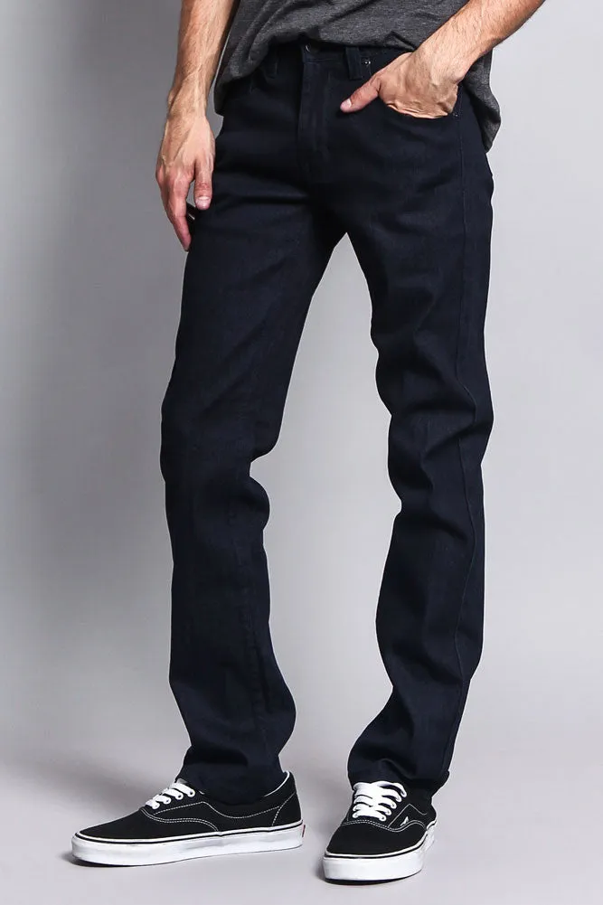 Men's Slim Fit Raw Denim Jeans (Indigo)