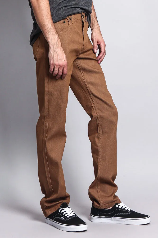 Men's Slim Fit Raw Denim Jeans (Wheat)