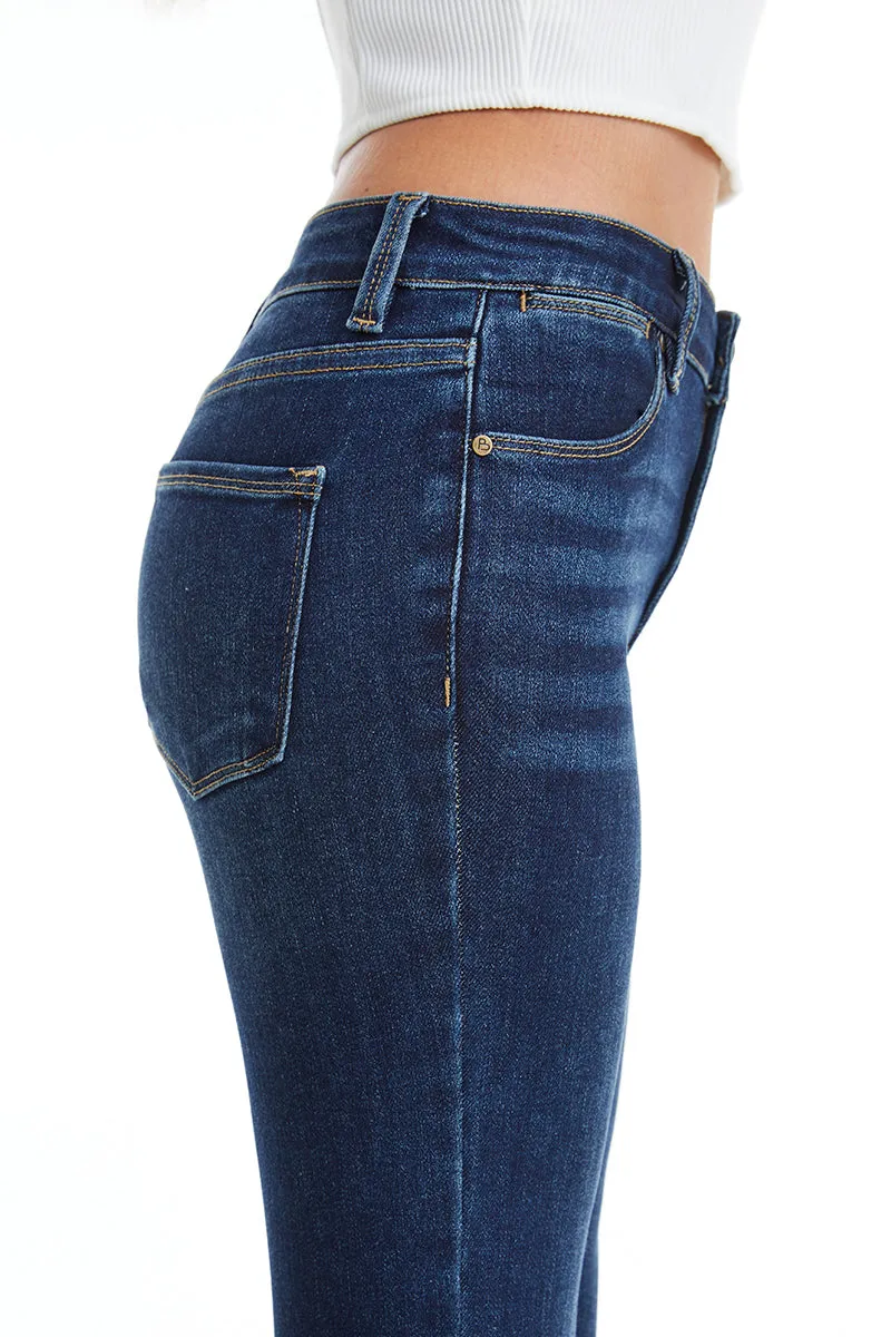 Mid Rise Straight Raw Edge Denim Jeans