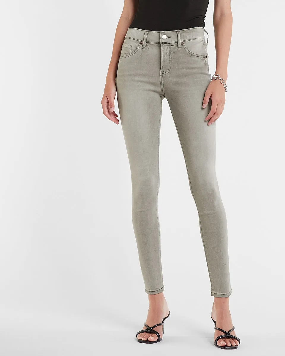 Mid Rise Ultra Hyperstretch Gray Skinny Jeans in Gray