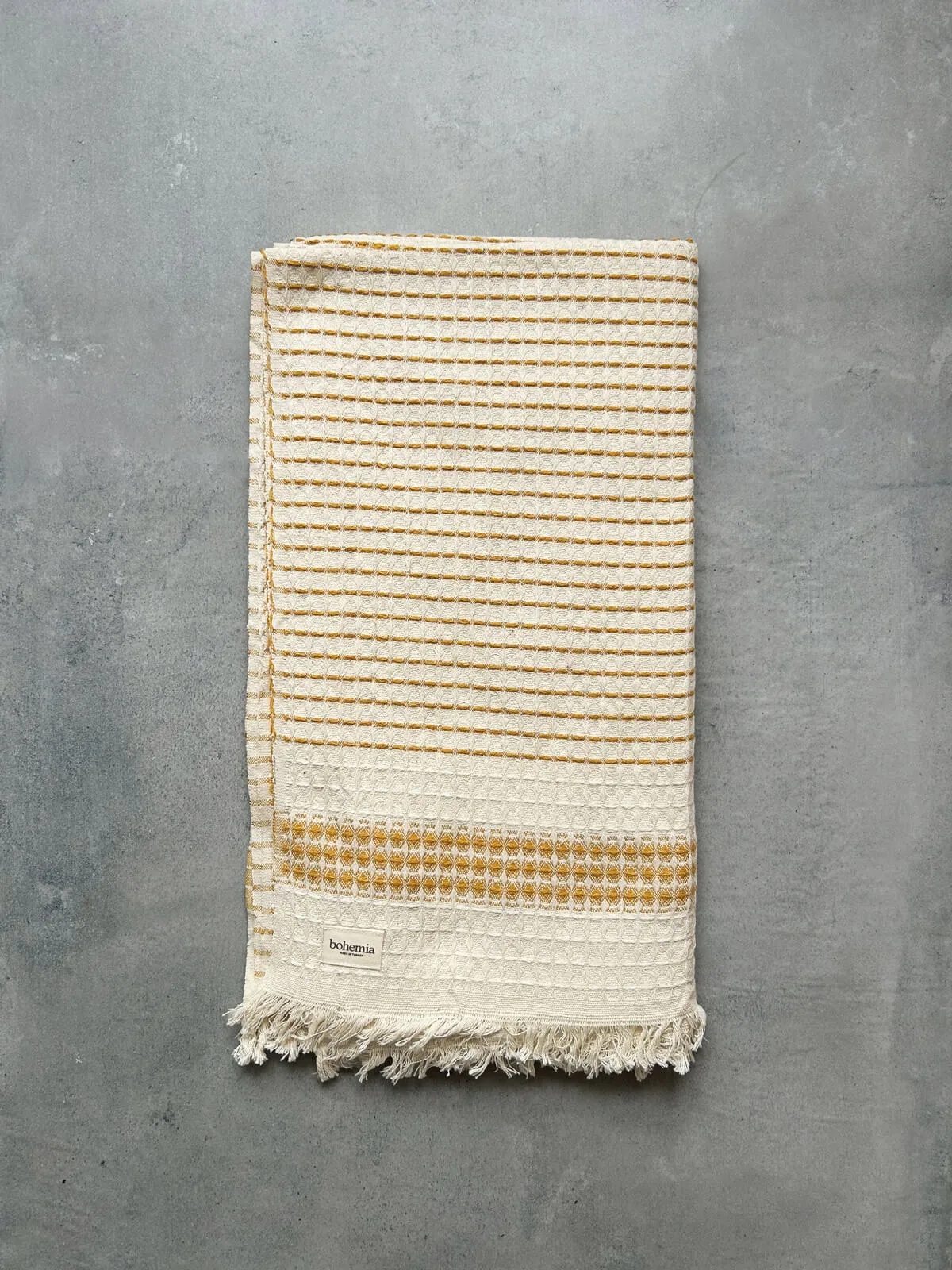 Milos Check Hammam Towel, Mustard