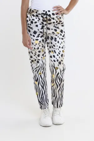 Multi Leopard Sonya Sueded Drawstring Pant (PL610M)