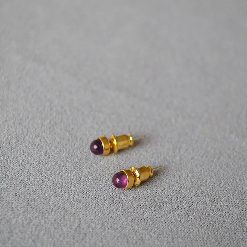 Onyx,Jadeite, Amethyst Gemstone Stud Earrings