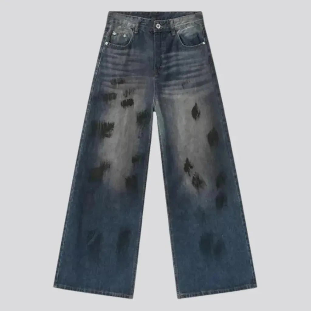 Painted mid rise men's jeans