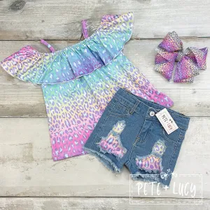 Pastel Jungle denim 2 piece set