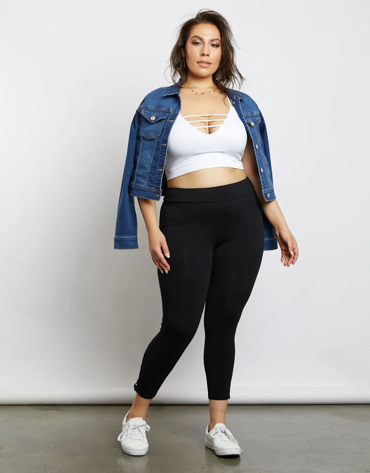 Plus Size Criss Cross Black Leggings