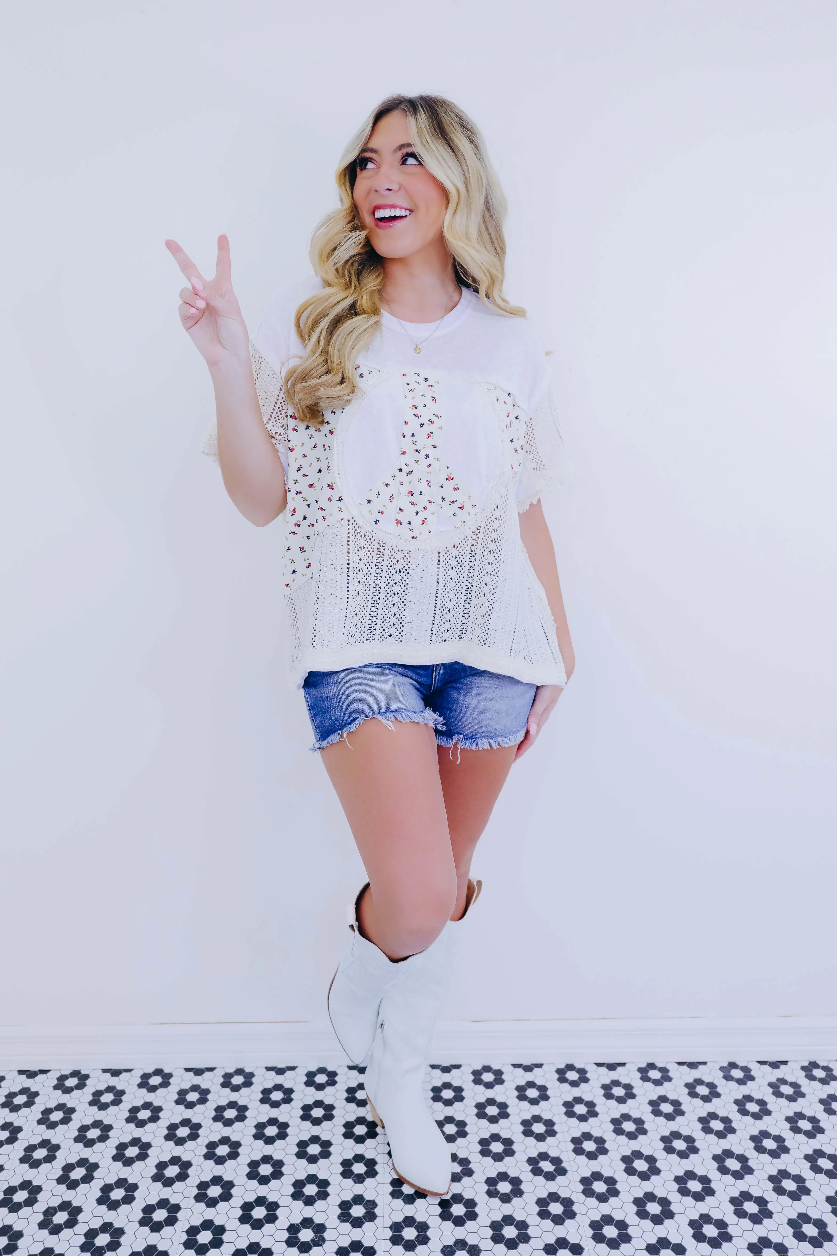 Poppy Peace Patchwork Top by POL - 4 Colors