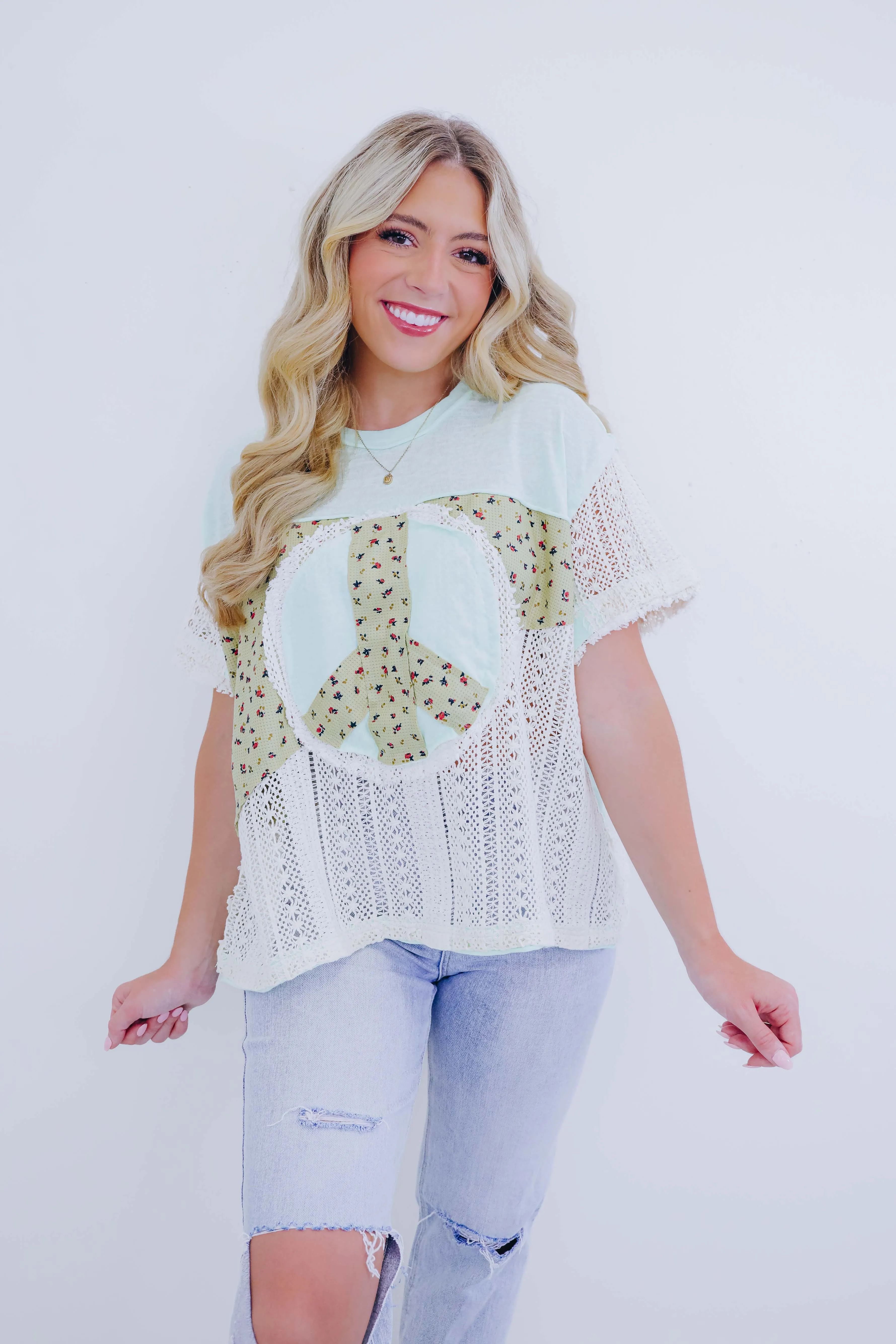 Poppy Peace Patchwork Top by POL - 4 Colors