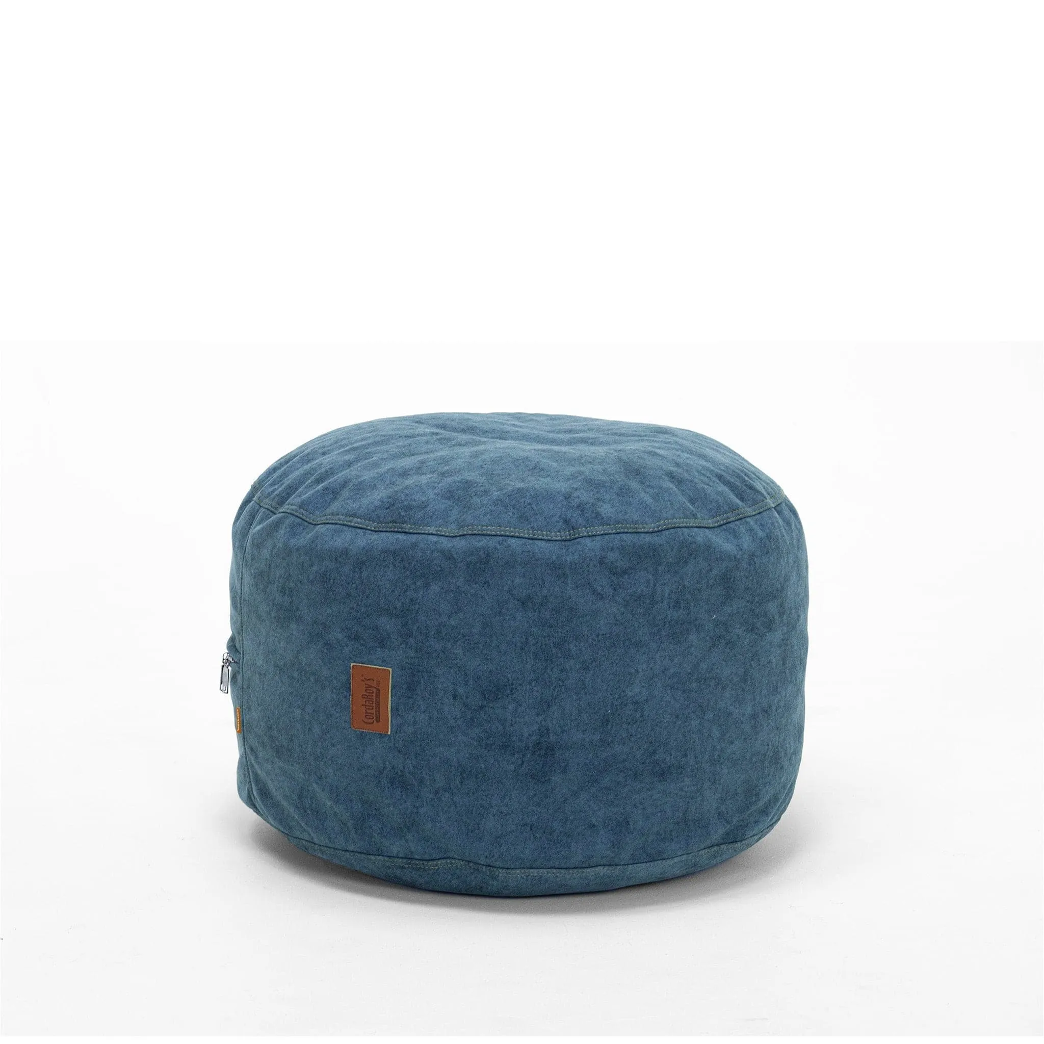 Pouf Footstool - Sueded Denim