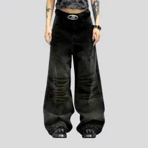 Retro wide fit faded men's jeans