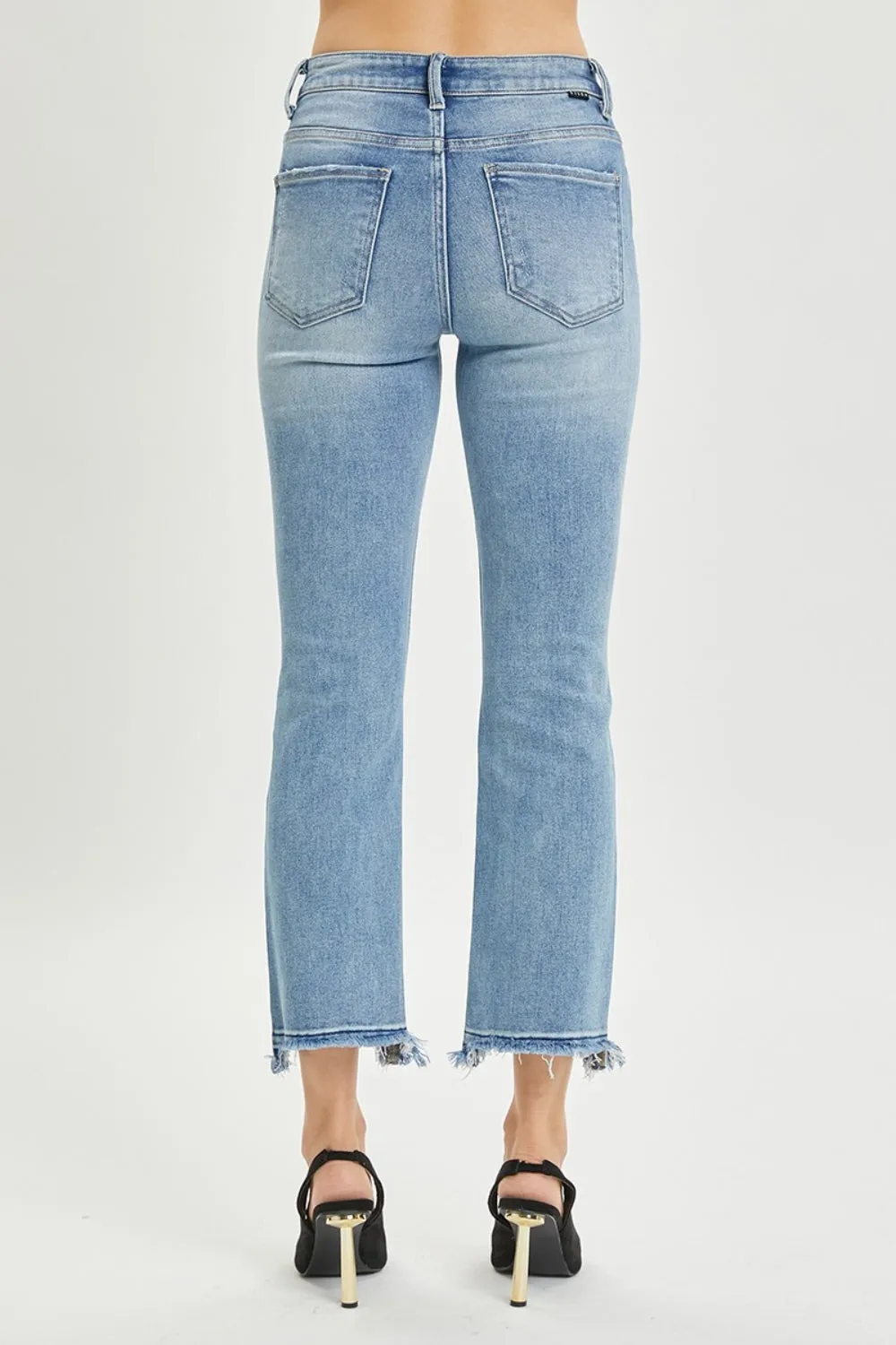 RISEN Full Size High Rise Distressed Cropped Straight Jeans