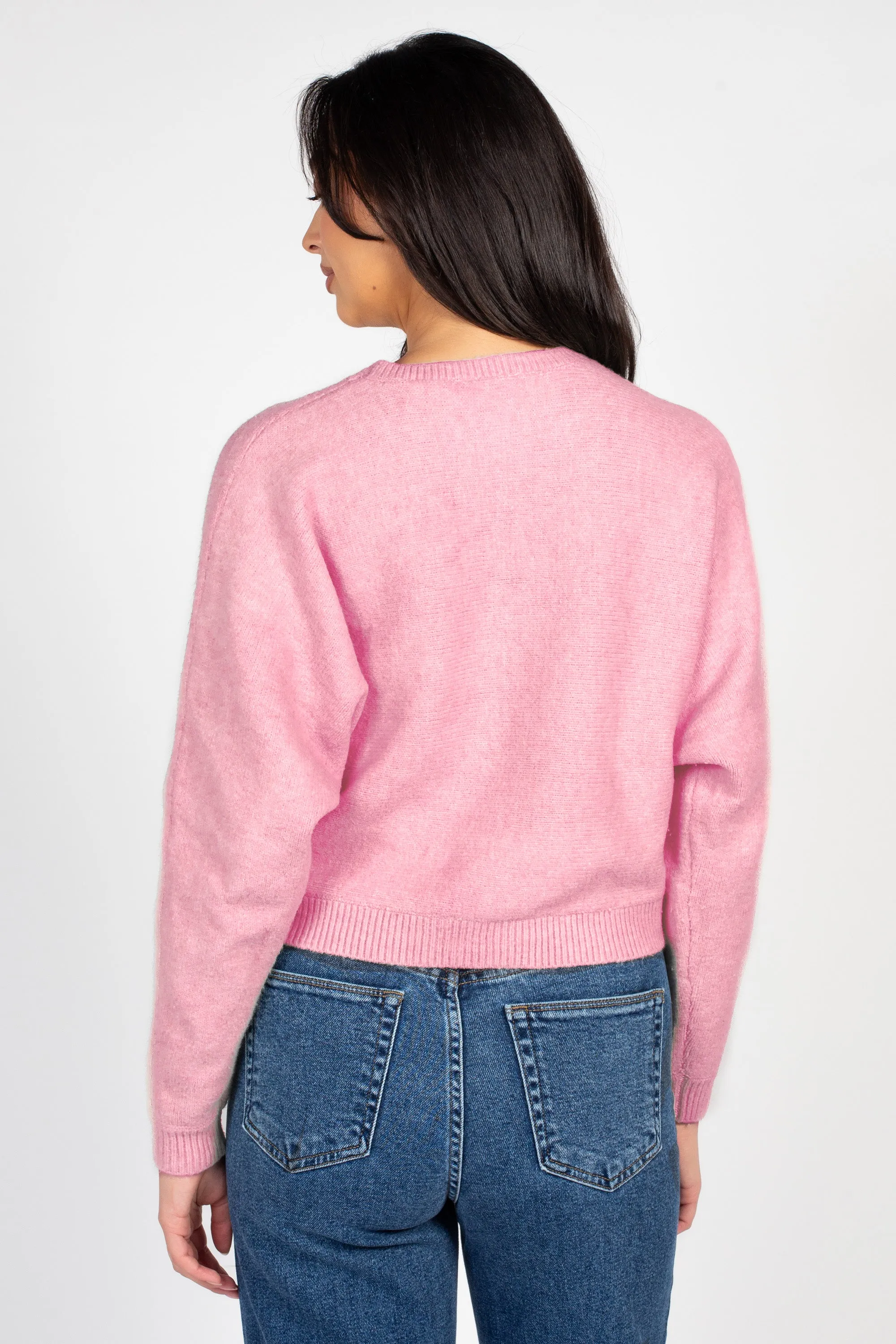 Rosy Cropped Knit Sweater