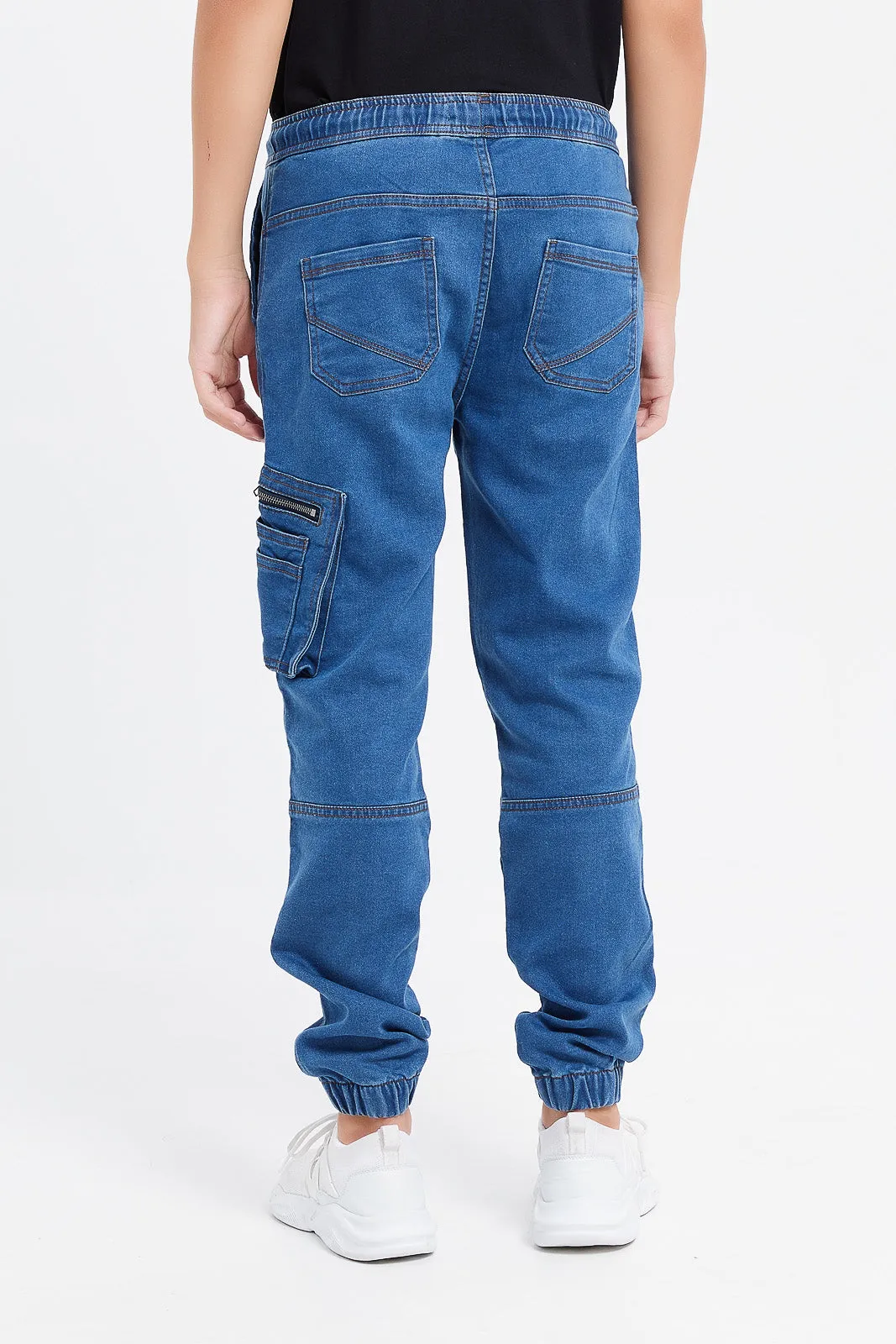 Senior Boys Blue Cargo One Zip Jeans