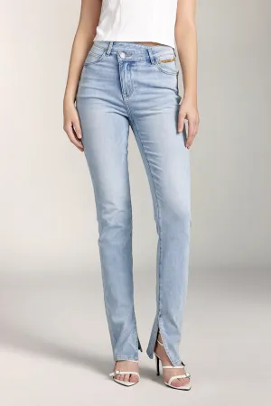 Slant Placket Jeans With Silk