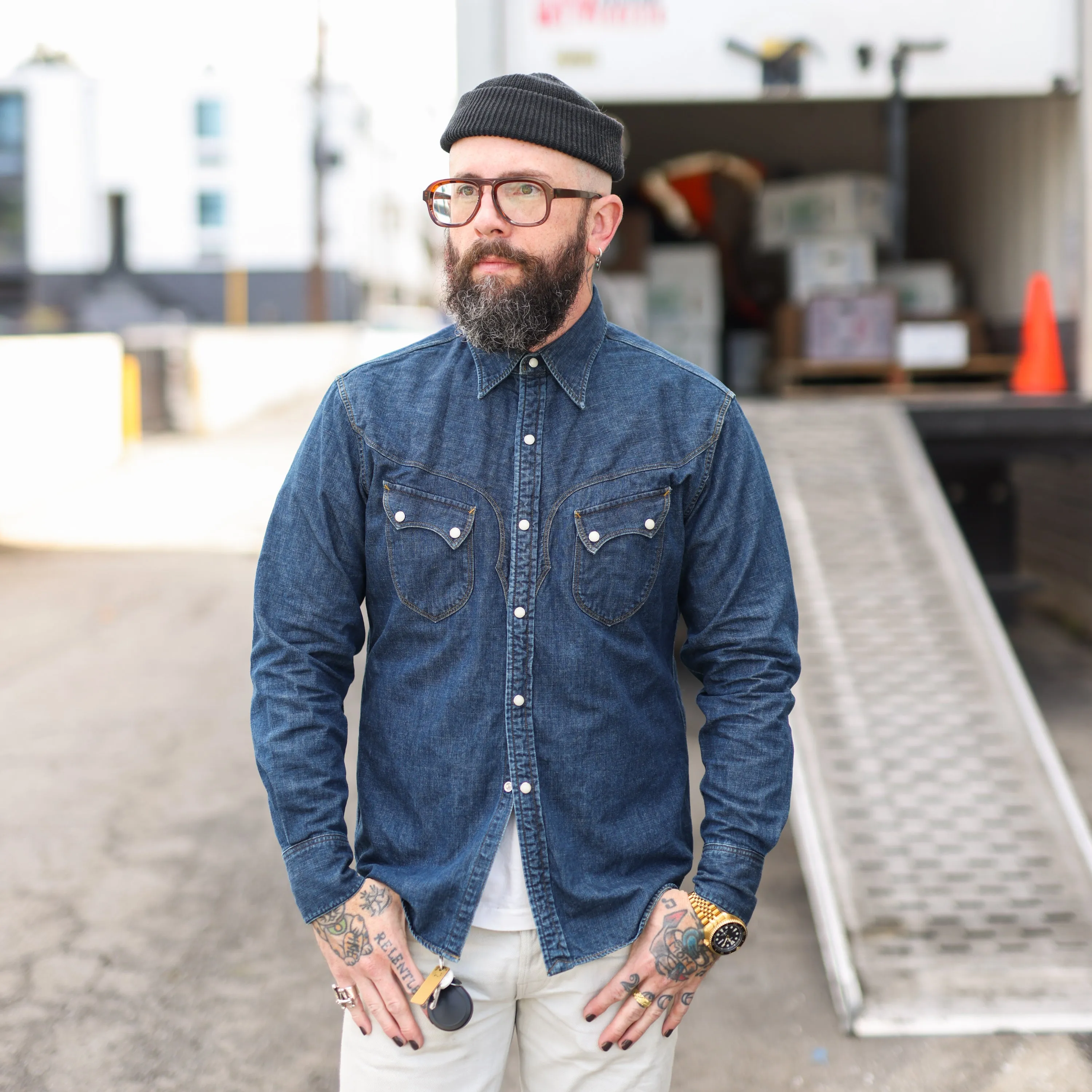 Stevenson Overall Co. Cody Western Shirt Faded Indigo