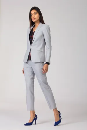 Stone Blue Trousers with Shawl Lapel Blazer