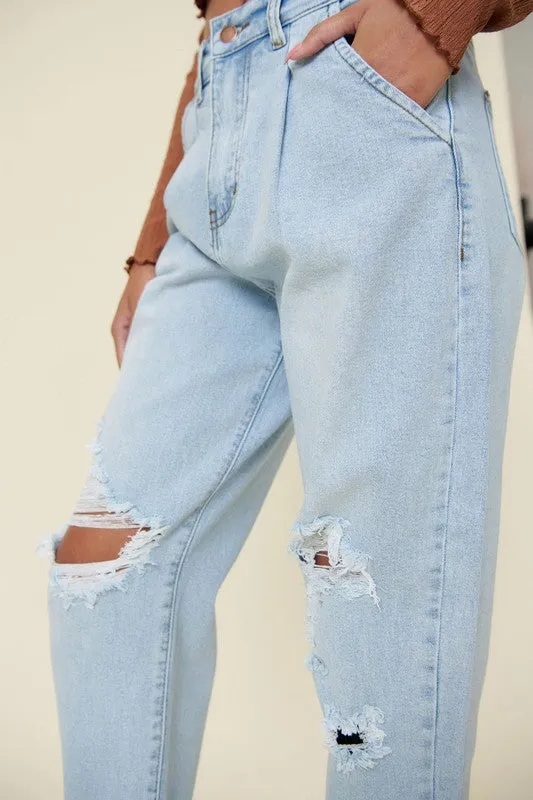 TEEK - Light Wash Distressed Slouchy Jeans