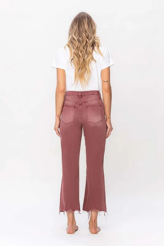 TEEK - Russet Brown Vintage High Rise Crop Flare Jeans