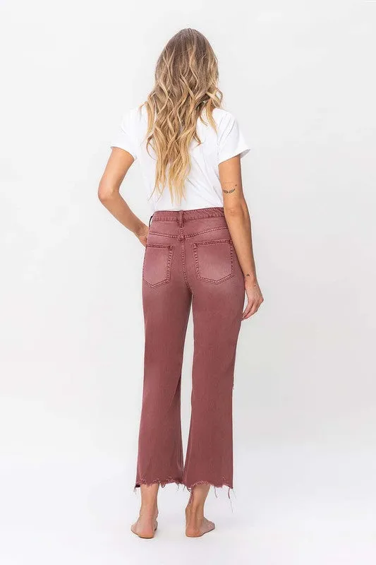 TEEK - Russet Brown Vintage High Rise Crop Flare Jeans