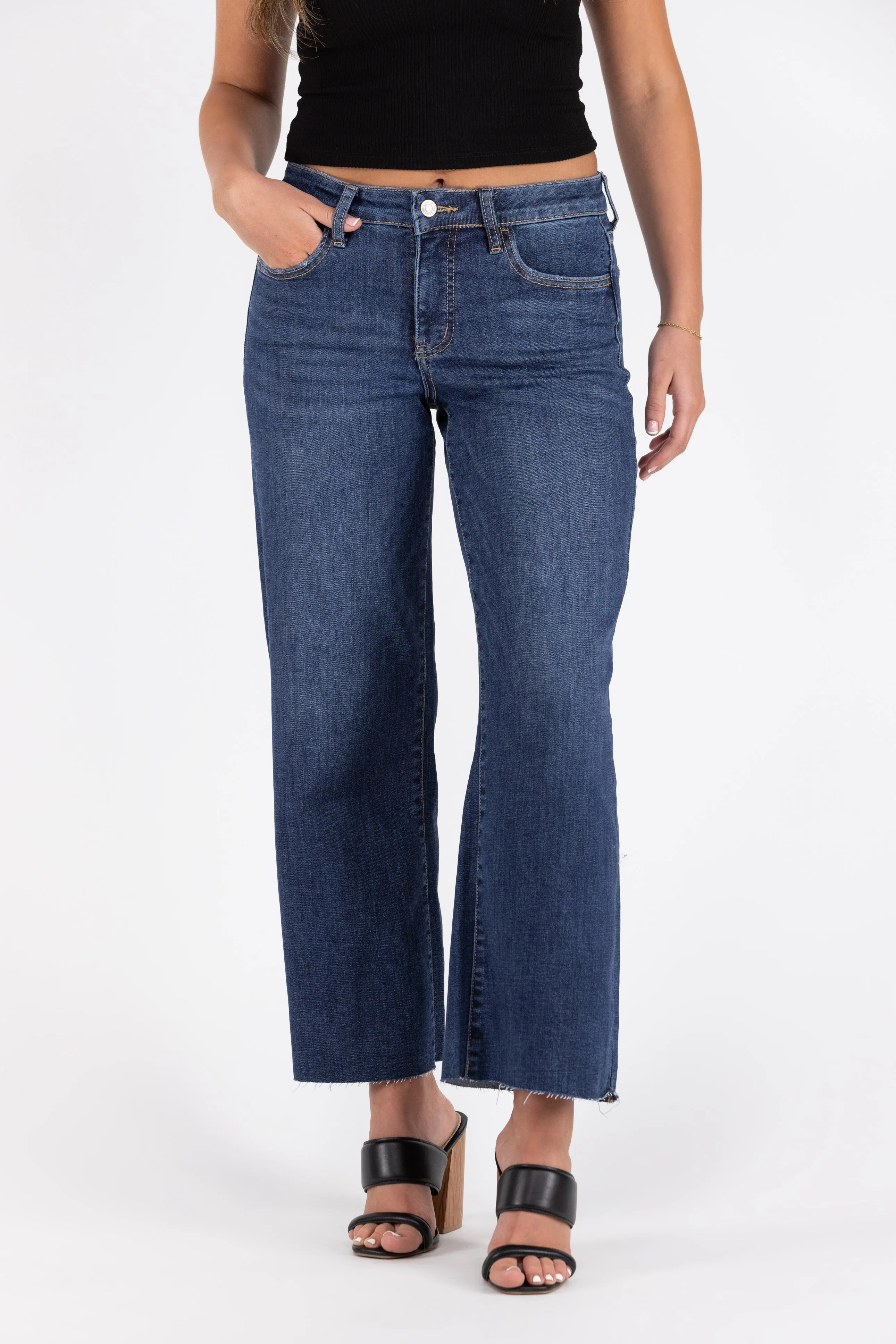 The Addison from Lovervet: Mid-Rise Tummy Control Wide Leg Denim