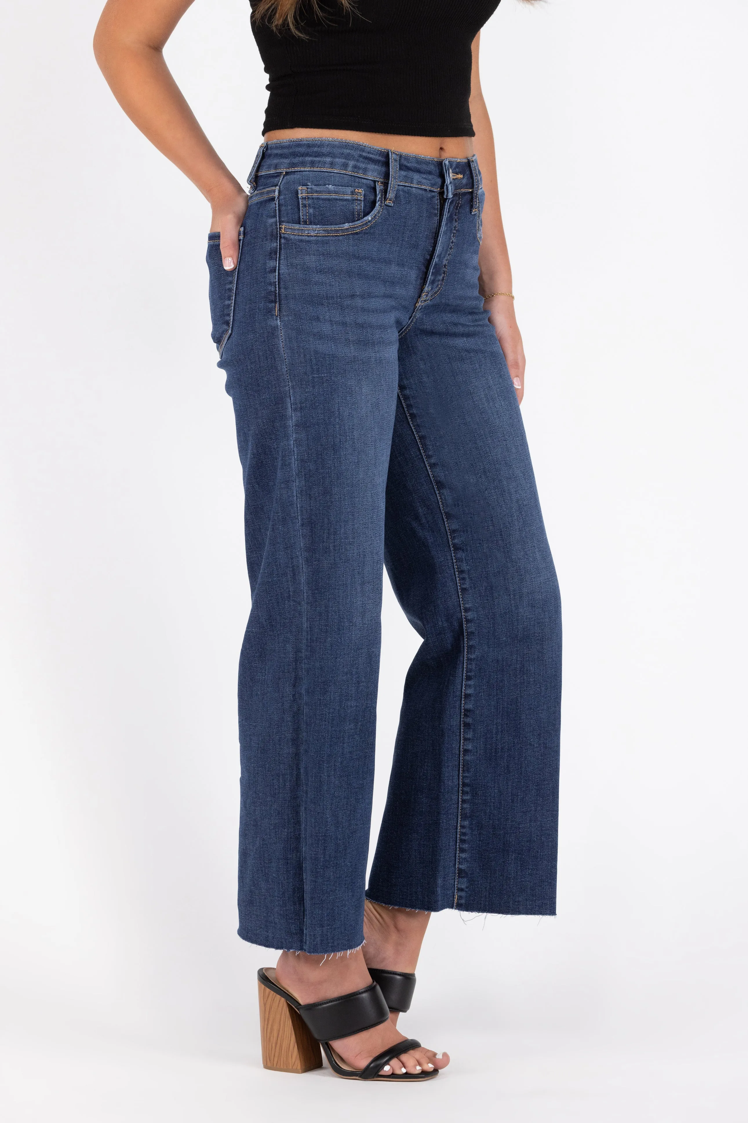 The Addison from Lovervet: Mid-Rise Tummy Control Wide Leg Denim