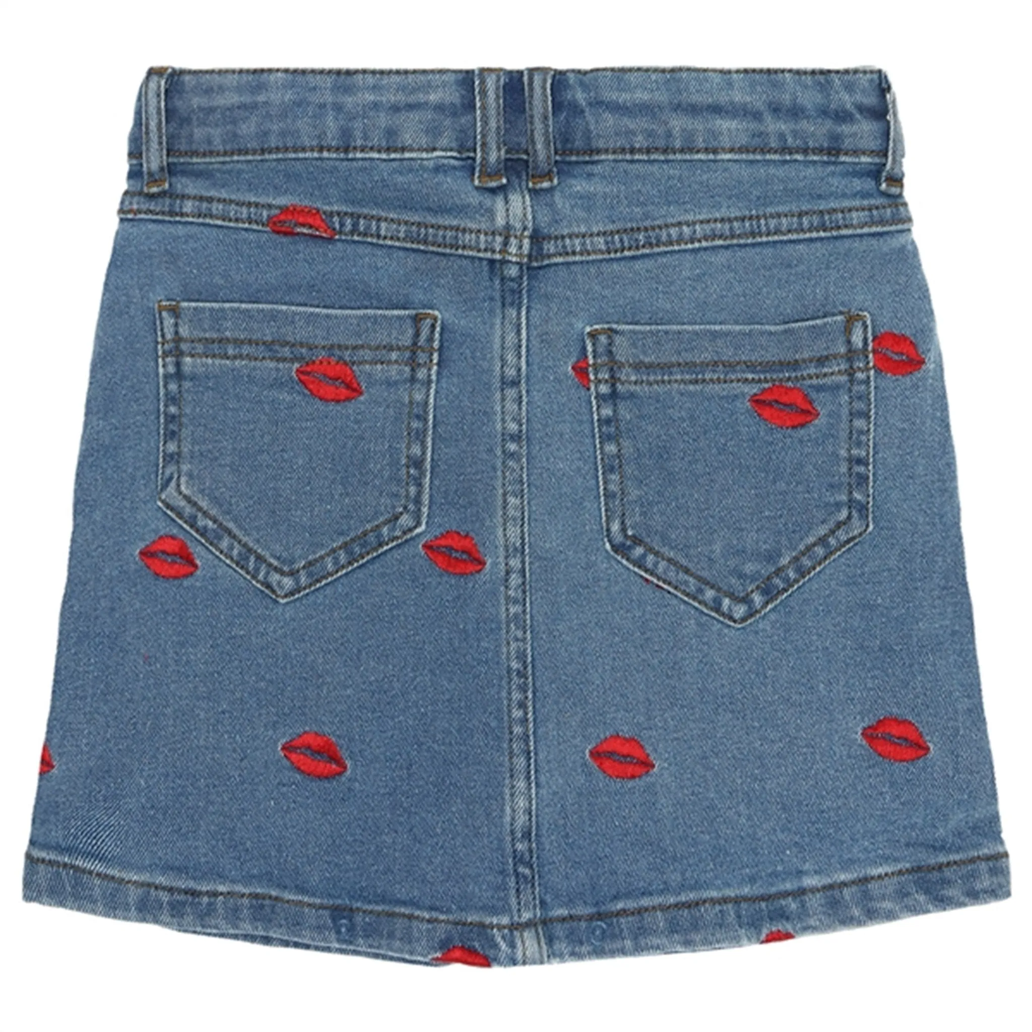 The New Medium blue Lips Denim Skirt