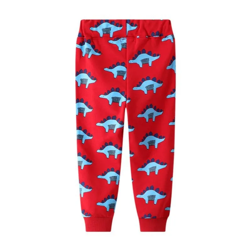 Toddler/Kid Boy's All-over Dinosaur Print Red Pants