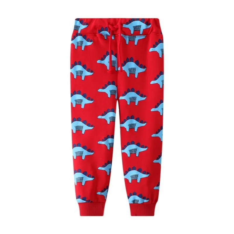 Toddler/Kid Boy's All-over Dinosaur Print Red Pants