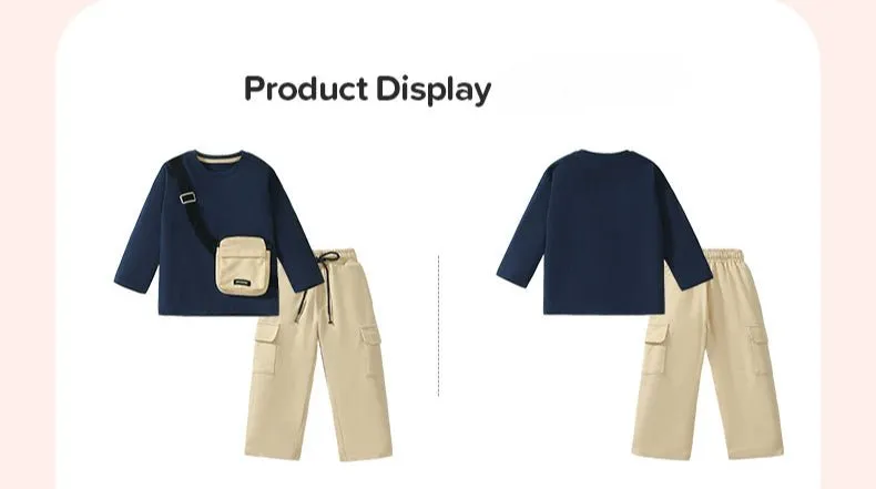 Toddler/Kid Boy's Pocket Design Sweatshirt with Pants Set