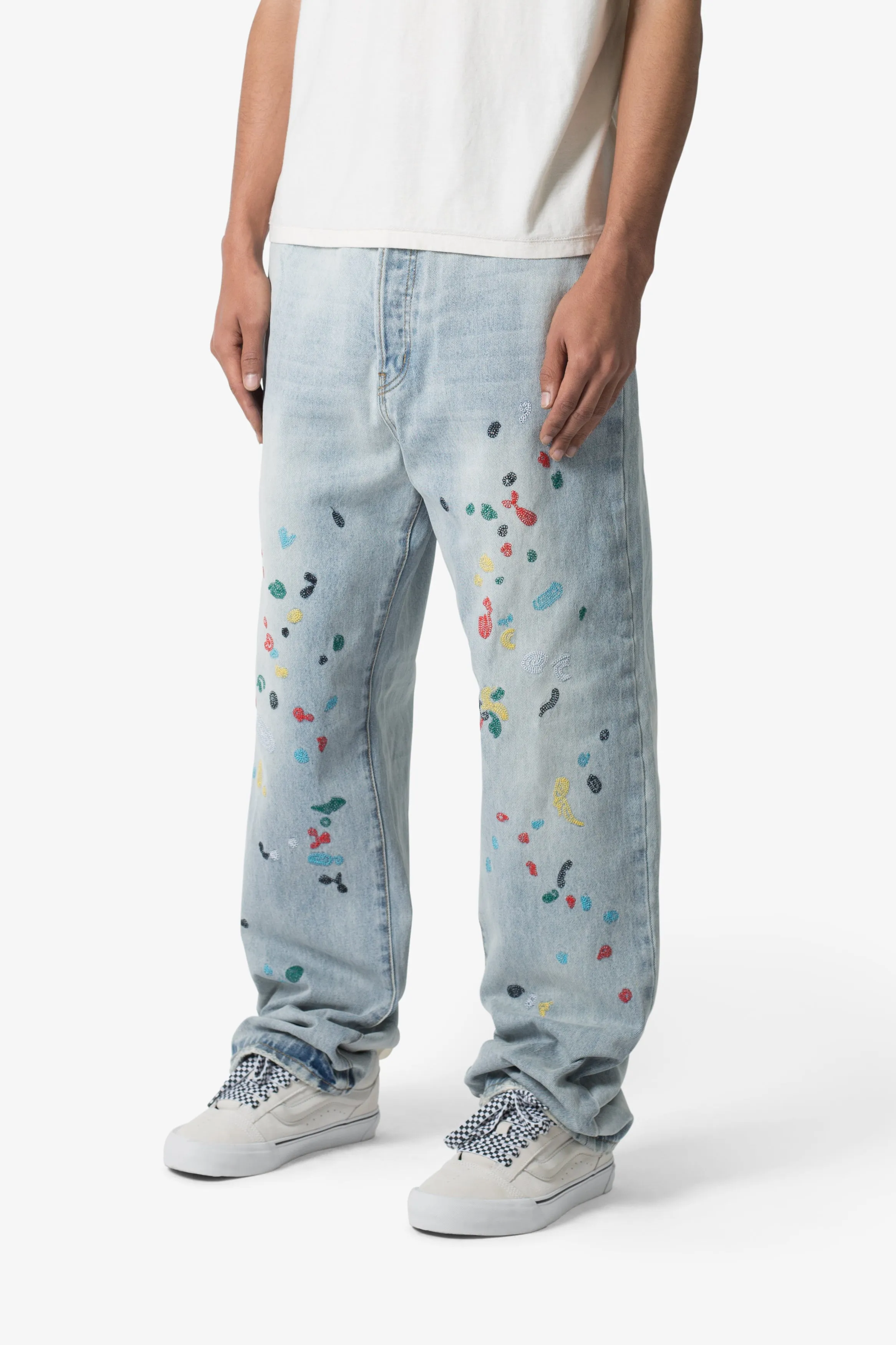 Ultra Baggy Chainstitch Denim - Light Blue