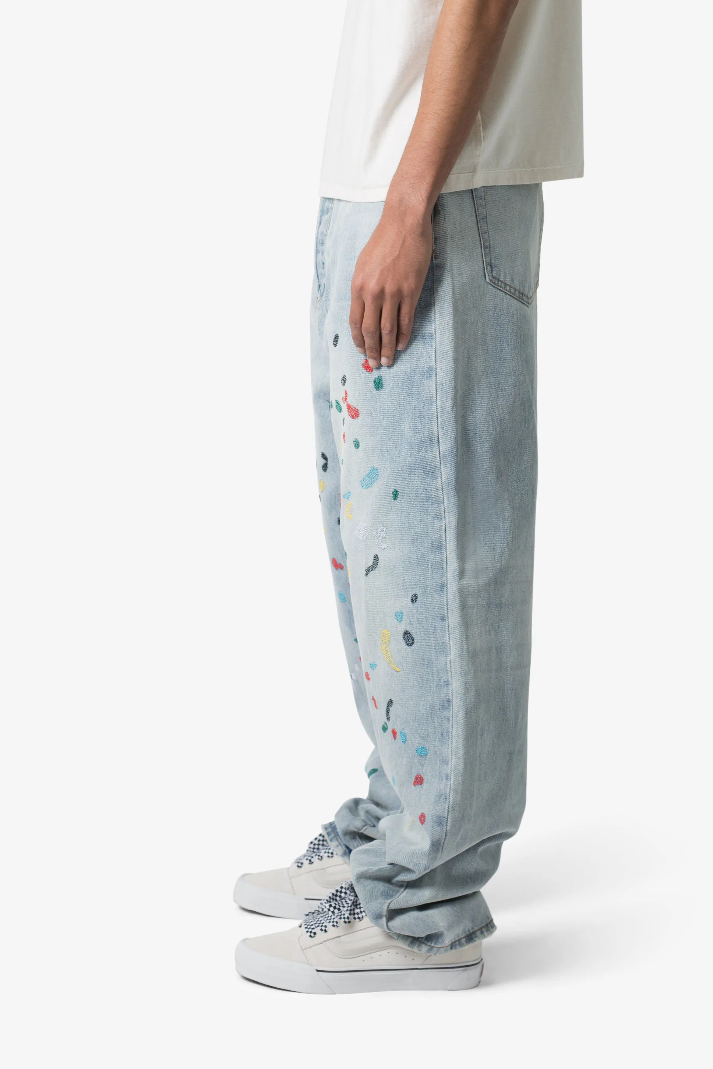 Ultra Baggy Chainstitch Denim - Light Blue