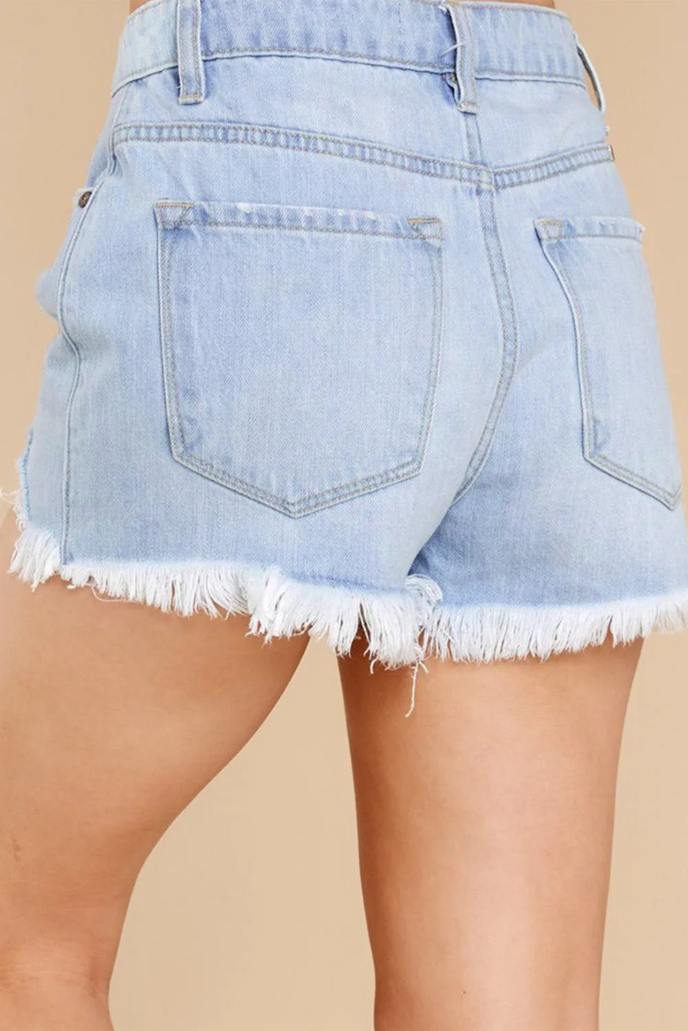 Womens Casual Jeans Distressed Frayed Denim Shorts