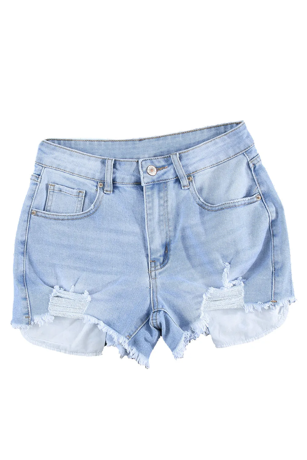 Womens Casual Jeans Distressed Frayed Denim Shorts