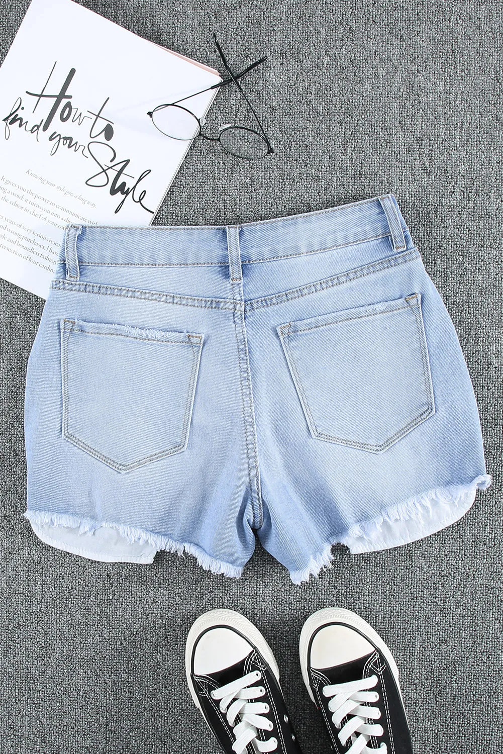 Womens Casual Jeans Distressed Frayed Denim Shorts