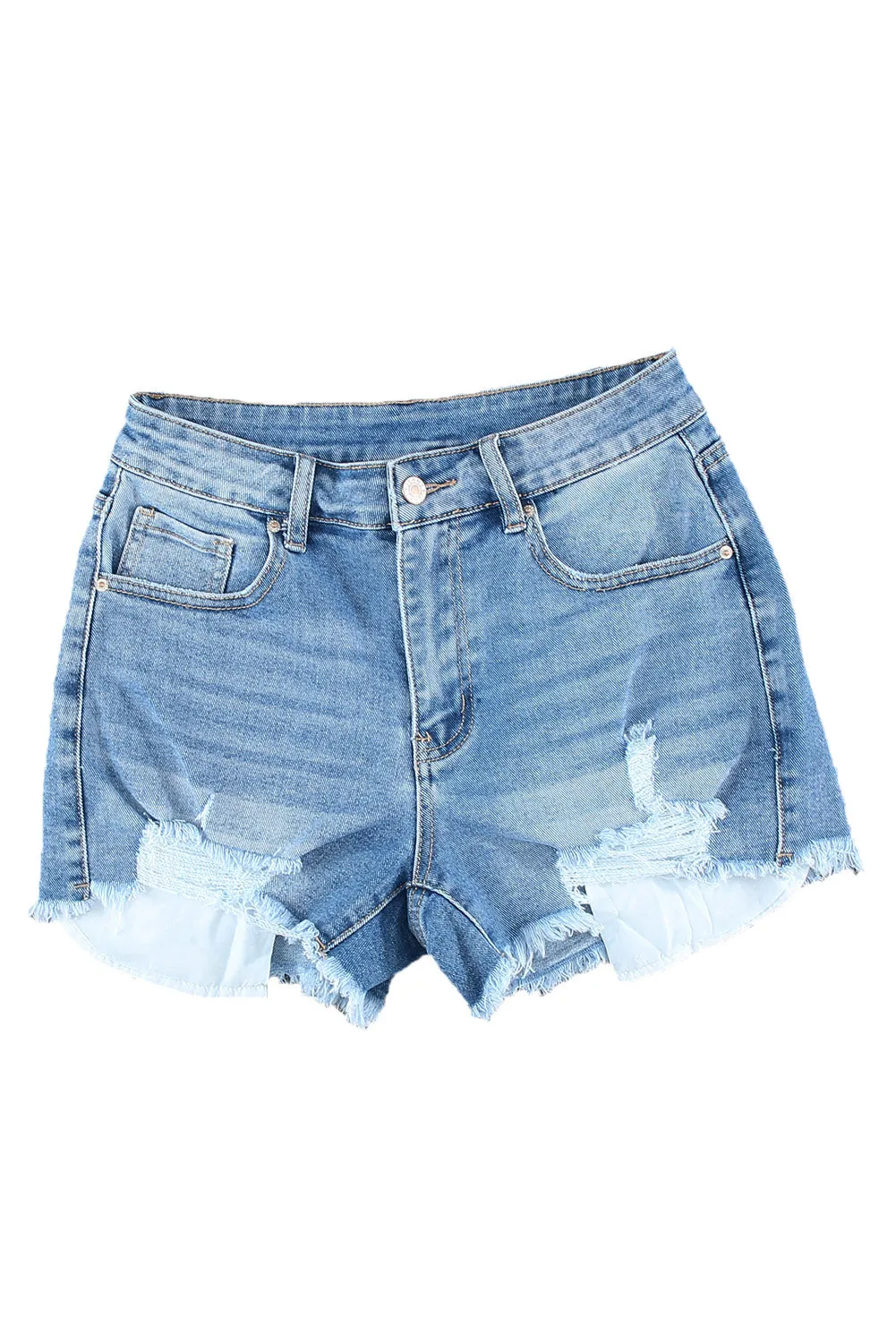 Womens Casual Jeans Distressed Frayed Denim Shorts