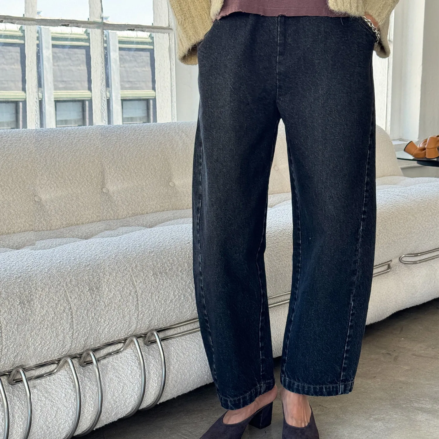 Womens Cotton Arc Pants - Black Denim